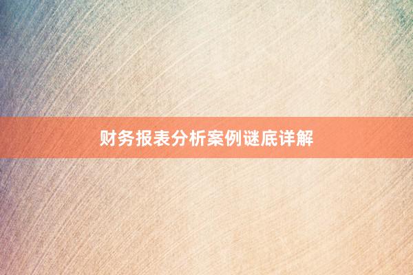 财务报表分析案例谜底详解